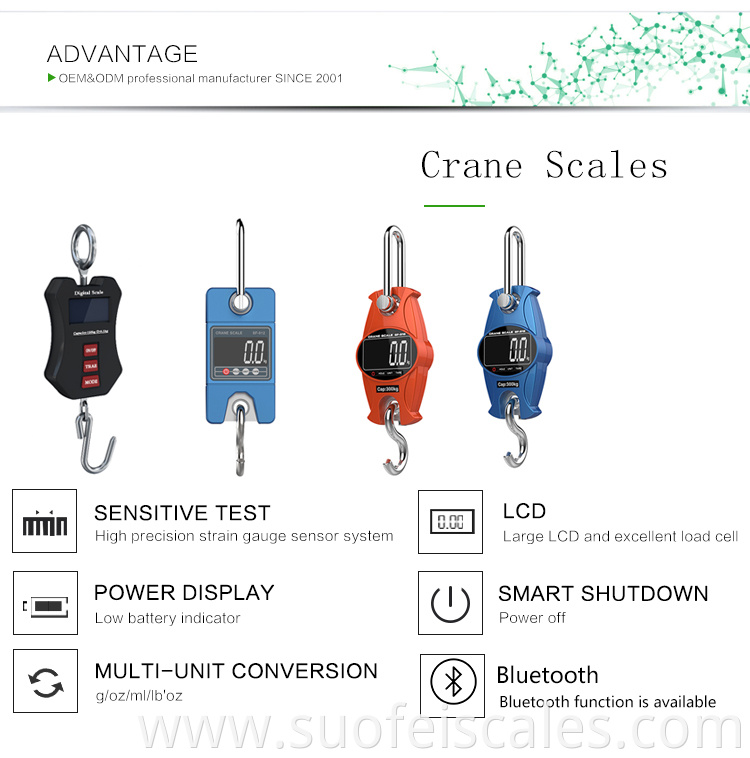 SF-918 100kg crane scale 300kg small industries machines 150kg 200kg digital electronic hanging weighing scale manufacturer